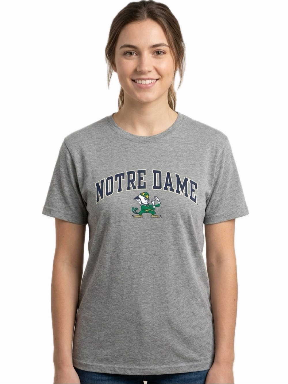 JANSPORT NOTRE DAME WOMEN M HEATHER GRAY COTTON SHORT SLEEVE TEE